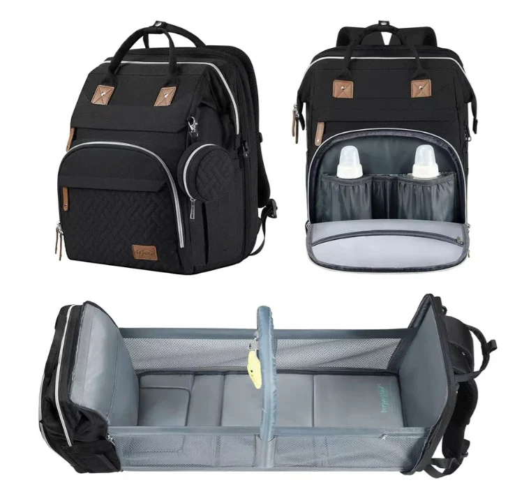 Nesti BabyNest Bag in black, backpack and bed mode