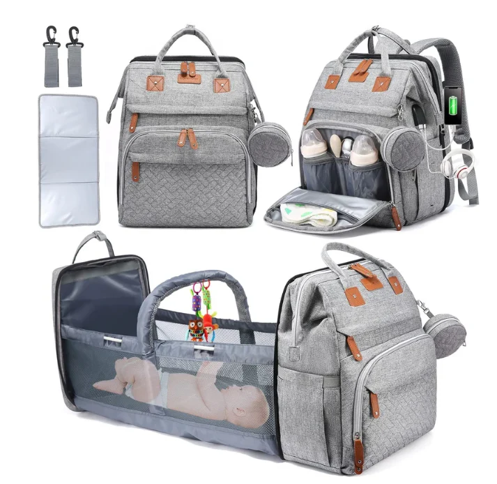 Nesti BabyNest Bag in Storm Grey, backpack and bed mode