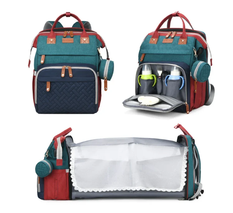 Nesti BabyNest Bag in teal green, backpack and bed mode