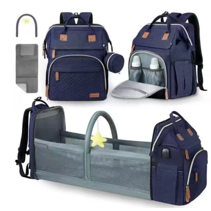 Nesti BabyNest Bag in Midnight navy, backpack and bed mode