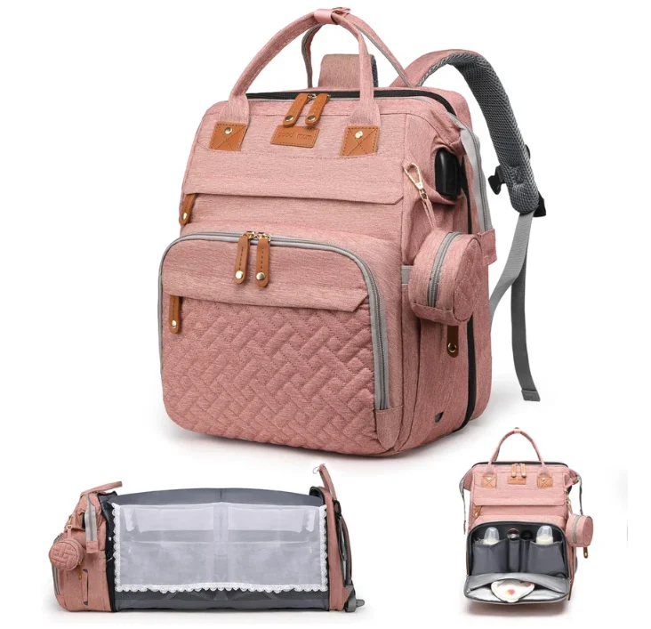 Nesti BabyNest Bag in blush pink, backpack and bed mode